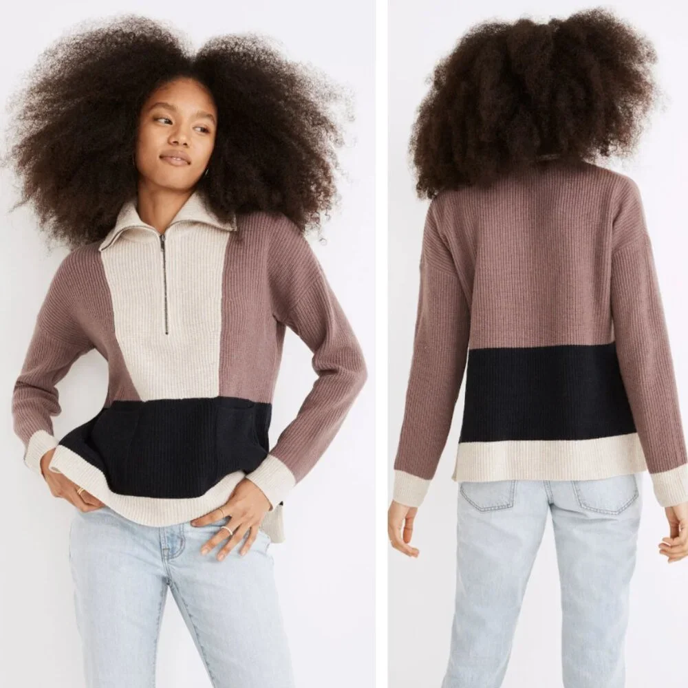 NWT Madewell Glenbrook Half-Zip Pullover Sweater